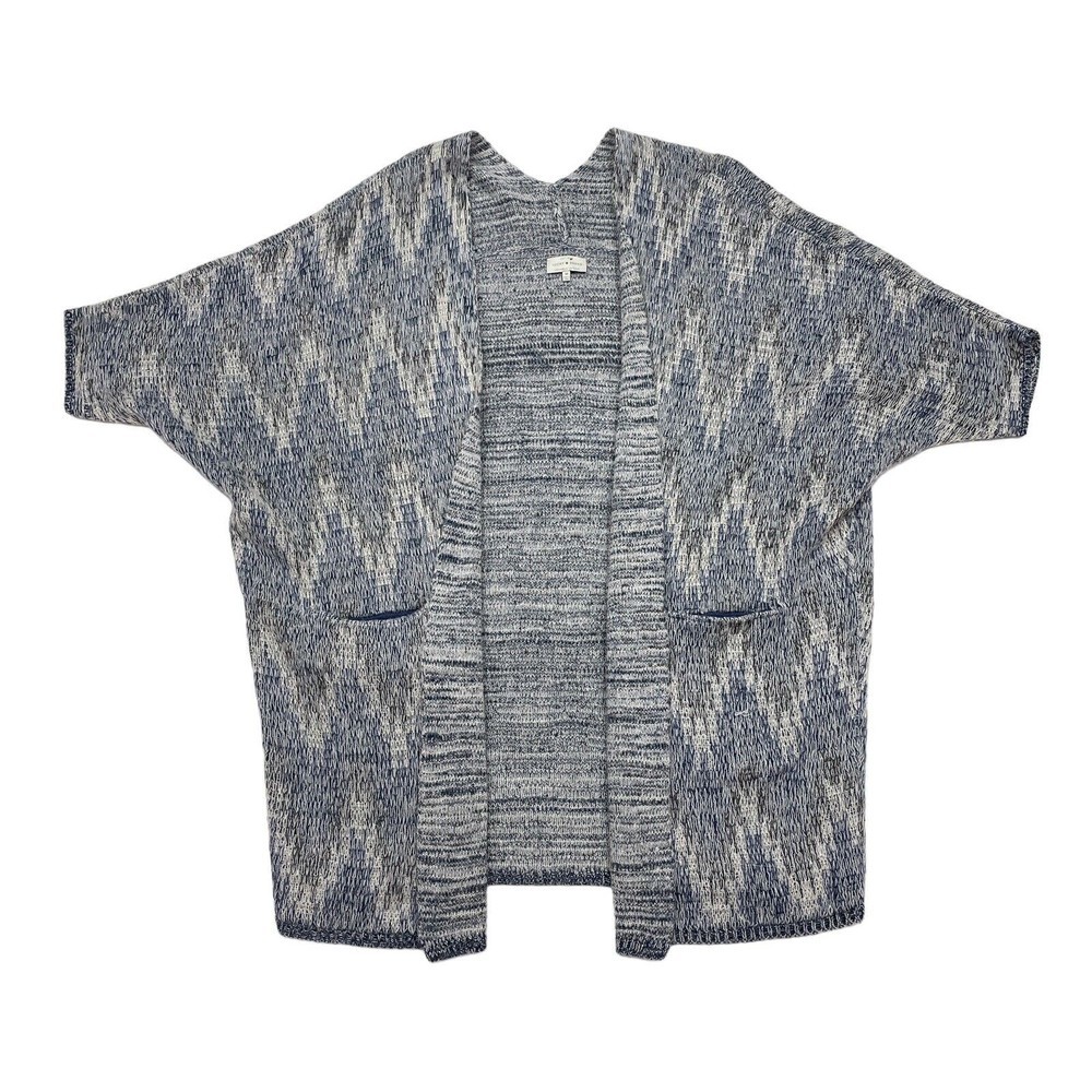 Lucky Brand Sweater Women's Medium Gray‎ Open Front Cardigan Short Sleeve Dolman